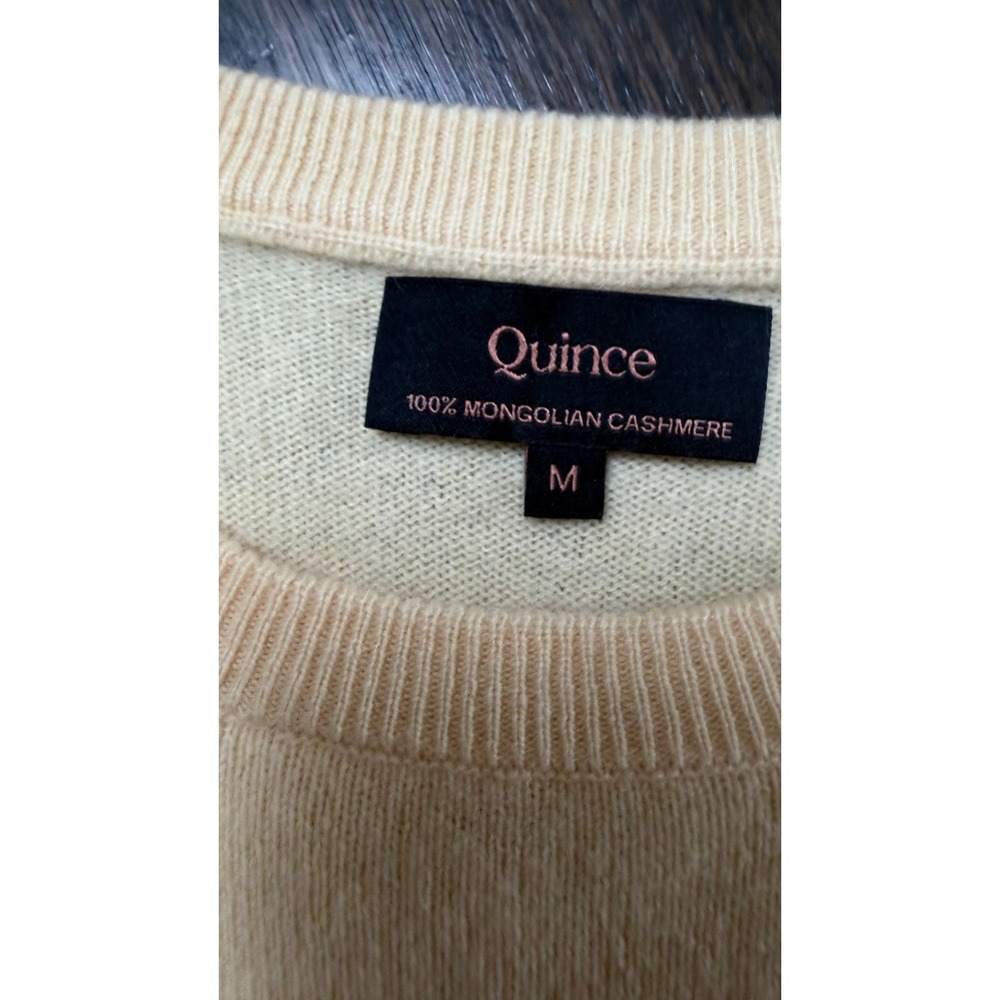 Quince Crewneck Sweater 100% Mongolian Cashmere Pale Yellow Size M Minimalist - Picture 5 of 6